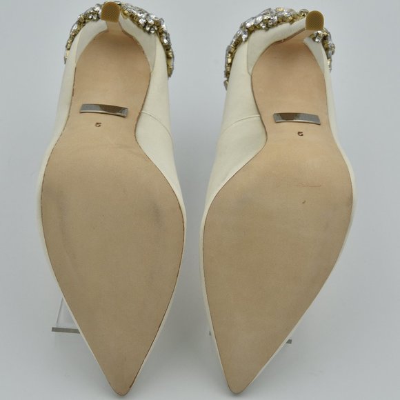 Like-new Badgley Mischka Gorgeous Pointed Toe Evening Shoes Pumps, Ivory, Size 5 - Picture 12 of 14